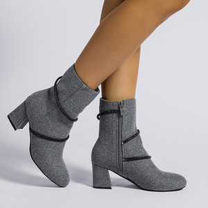Bottines pour femmes à talons hauts, nouvelle collection automne-hiver 2023, talon épais, <span class=keywords><strong>bottes</strong></span> tendance - Product Image 5