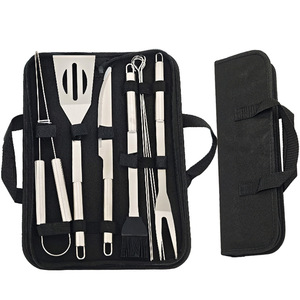 9 Piece Stainless Steel BBQ Grill Set With Portable Cloth Bag Long Handle Outdoor Grilling Tools - Product Image 3