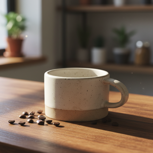 Tasses à café en céramique grès vintage beige mat, vente chaude usine, cadeaux d'affaires, sûres pour les aliments, compatibles lave-vaisselle et micro-ondes, personnalisables - Product Image 1