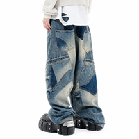 Jeans amples Y2K pour hommes, coupe large, en denim avec coutures courbées contrastées, pour marques DTC, faible MOQ 30 pièces, OEM