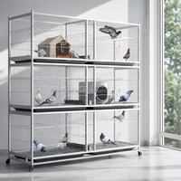 Cage à pigeons en métal pliable et empilable de grande taille avec séparateur, mangeoire et bac à fumier pour l'élevage, la volaille et l'usage domestique