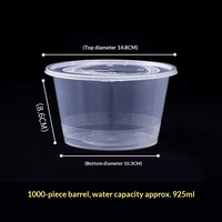 Boîte à lunch en plastique transparente épaisse jetable de 1000 ml avec couvercle pour emporter