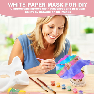 Máscaras de Papel con Pedrería, Máscaras Blancas de Mascarada para Gatos, Máscaras Completas para la Cara, <span class=keywords><strong>en</strong></span> Blanco para Proyectos Artísticos, Teatro, Halloween, Cosplay, Aula - Product Image 3