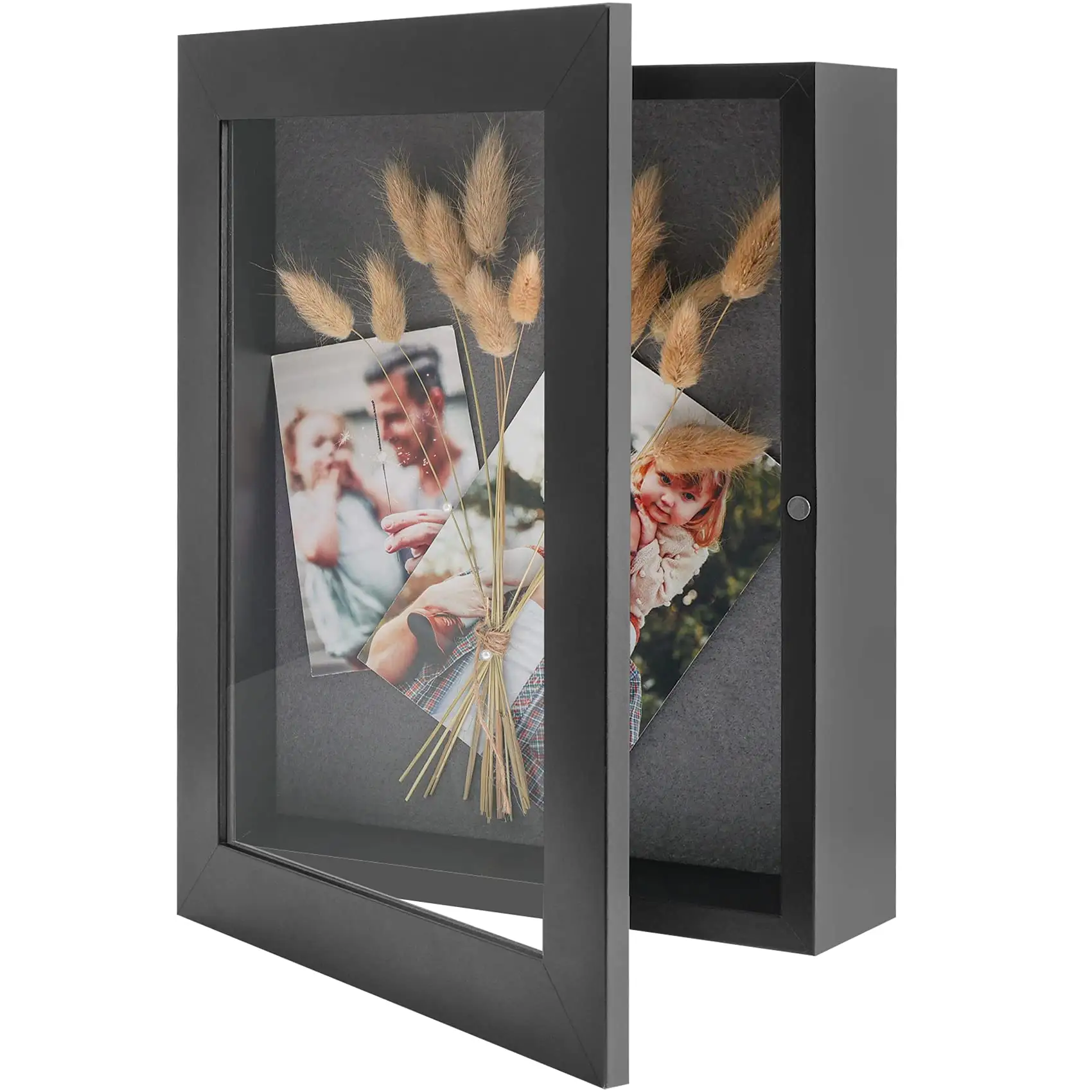 China Whole Sale Preto 2 polegada Profundidade Home Decor Frame Display Case Shadow Box para Colagens Coleções Mementos