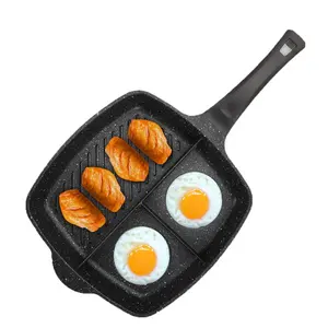 Egg Frying Pan 3 Section Divided Skillet Breakfast Maker Cookware for Frying