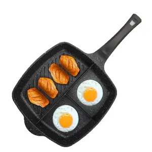 Medical Stone Breakfast Pan,Nonstick 3 Section Frying Pan And