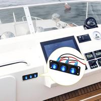 Panneau d'interrupteurs à bascule rond étanche 3 gangues 12V avec voyant LED bleu pour voiture, camion, camping-car, bateau, véhicule marin