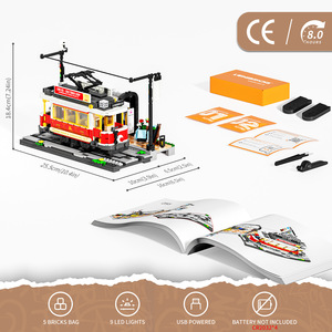 Funfull L9084 2025 piccola particella retrò <span class=keywords><strong>Tram</strong></span> città vita illuminazione a LED giocattoli per bambini regalo 1274 pezzi di blocchi di costruzione set - Product Image 6