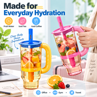 40oz Plastic Tumbler met ingebouwde fruitinfuser, handvat & rietje, aangepaste logo, 1180ml drinkbeker voor groothandel