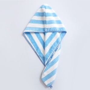 Ensemble de 3 serviettes pour cheveux en microfibre rayées <span class=keywords><strong>Good</strong></span> Nite, séchage rapide, super absorbantes, avec bouton, pour cheveux bouclés ou longs, usage domestique - Product Image 4