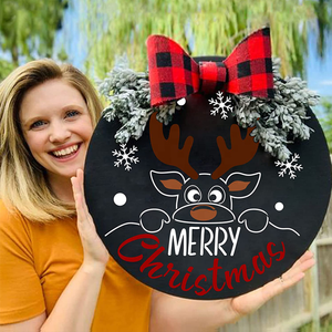 Pochoirs de Noël ronds de 12 pouces pour la <span class=keywords><strong>peinture</strong></span> - Panneau en bois pour porte d'entrée, décoration de Noël pour la maison - Product Image 6