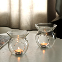 Brûleur à Huile en Verre pour Bougies Chauffe-Plat, Diffuseur d'Huiles Essentielles et de Cires Parfumées, Décoration d'Intérieur, Cadeau de Noël et de Pendaison de Crémaillère