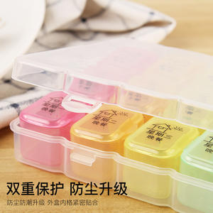 Pilulier portable en plastique à 21 compartiments et 7 couleurs, petit boîte de rangement hebdomadaire pour les soins de santé et boîte de recharge quotidienne pour médicaments - Product Image 2