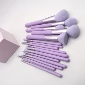 YRX X010 16Pcs High Quality Make Up Brush Set Purple Bling Blusher Blending Eyeshadow Eyeliner Powder Makeup Brush Kit