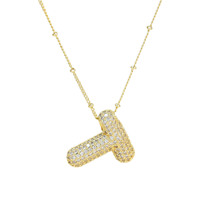 Pendentif en laiton bombé et bulleux, plaqué or et incrusté de zirconium, avec 26 lettres anglaises, vente en gros, populaire