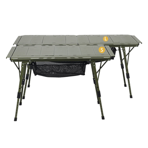 Portable Aluminum <strong>Camping</strong> <strong>Table</strong> Folding Outdoor <strong>Kitchen</strong> <strong>Table</strong> with Grill Insert Adjustable Height Picnic <strong>Table</strong> - Product Image 4