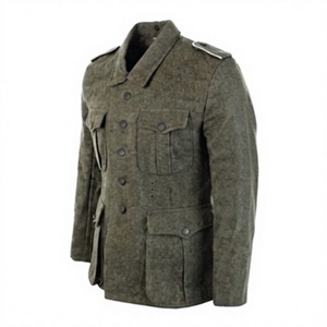 Veste d'hiver pour homme de style vintage en laine, inspirée des uniformes allemands de la Seconde Guerre mondiale, tissée, multi-poches, imperméable, coupe-vent et réversible - Product Image 3