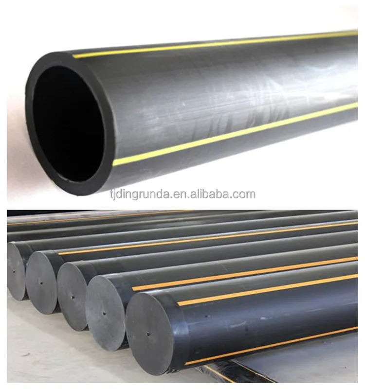 SDR 7.4 HDPE pipe gas use with yellow strips