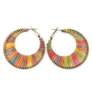 <b>Hoop</b> Earrings Alloy Gold Plated Bohemia Style Women's Party Fashion Jewelry Colorful Handmade <b>Large</b> Size - Product Image 5