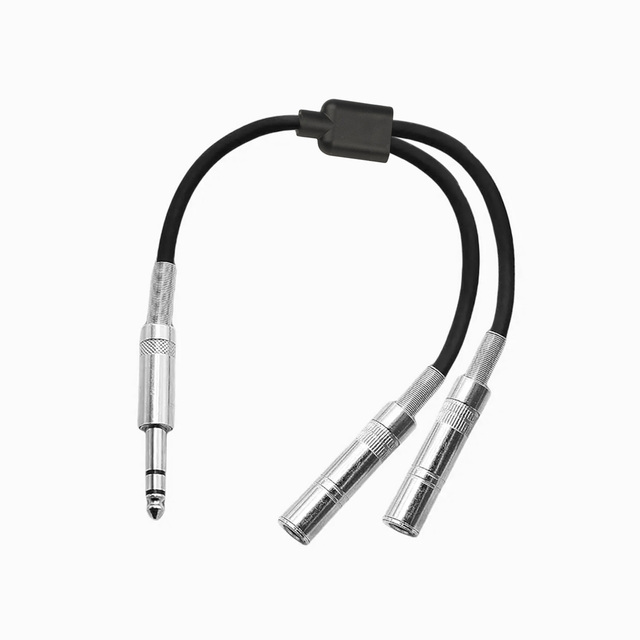 Factory Wholesale High Quality Stereo Male Plug to 2 Dual 6.35mm Female Jack Splitter 1/4" Stereo 6.35mm Trs Cables