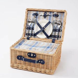 Cesto da Picnic Rettangolare JY in <span class=keywords><strong>Vimini</strong></span> con <span class=keywords><strong>Coperchio</strong></span> in Legno e Rattan per Campeggio e Spiaggia, Contenitore Termico per Alimenti - Product Image 6
