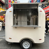 Mini chariot à café mobile, remorque alimentaire ronde pour la vente de nourriture de rue, jus de fruits, café, et autres produits alimentaires.