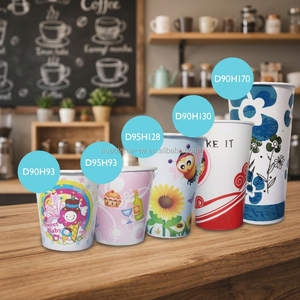 BOBA PLANET Frozen Yogurt & Coffee <b>Disposable</b> Single Wall Paper <b>Cups</b> for Ice Cream Cold and Hot Use (Newsprint Paper) - Product Image 3