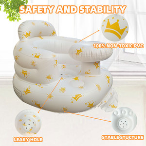 Canapé gonflable pour bébé avec imprimé couronne blanche, chaise en PVC peluche pour enfants, siège moelleux pour apprendre à s'asseoir à la maison - Product Image 2
