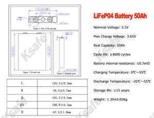 EV LF50K 3.2 v 50ah agli ioni di litio Lifepo4 Prismatic originale nuovo grado una cella per l'accumulo di energia solare - Product Image 4