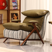Fauteuil de loisirs moderne du milieu du siècle, fauteuil d'appoint rembourré avec pieds en bois, siège de salon pour le séjour