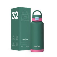 Nouvelle gourde isotherme en acier inoxydable écologique de 32 oz avec compartiment de rangement caché pour l'école, style minimaliste