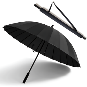 Factory Wholesale 24 Strong Ribs <b>Windproof</b> Fiberglass Golf <b>Umbrella</b> Automatic Sun Protection Straight Handle Golf <b>Umbrella</b> With - Product Image 2