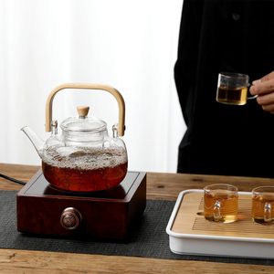 Modern Design Heat-Resistant Borosilicate Glass <strong>Teapot</strong> <strong>Set</strong> with Wooden Handle - Product Image 5