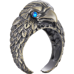 แหวนเงินแท้ 925 ลายหัวกะโหลก นกอินทรี ประดับเพชรคิวบิกเซอร์โคเนีย - Product Image 2