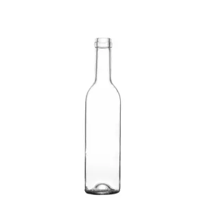 Sıcak satış ucuz fiyat temizle çakmaktaşı klasik yuvarlak şekil cam vida alüminyum kapaklar ile şarap şişeleri 375ml