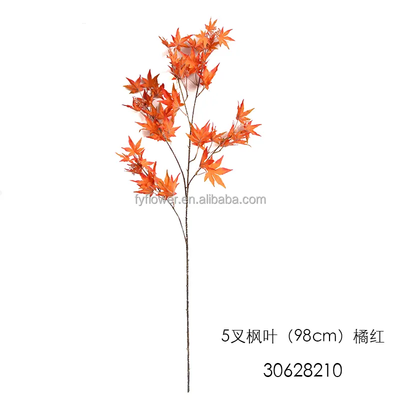 5 branches silk maple leaves stem spray fake maple leaf for decorative greenery at home table decor flower arrangement
