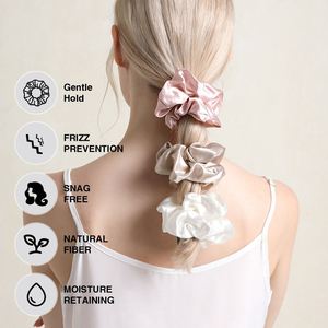 Vente en gros de chouchous 100% soie de mûrier, marque premium, personnalisables, 22 Momme, de luxe, couleur unie, avec logo - Product Image 4