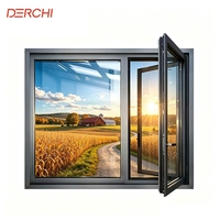DERCHI NFRC USA Villa Maison Projet Impact Double Verre Efficacité Énergétique Rupture Thermique Ouragan En Alliage D'aluminium Fenêtres De Sécurité