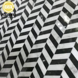 <span class=keywords><strong>Parquet</strong></span> et <span class=keywords><strong>carrelage</strong></span> mural en marbre noir et blanc mélangé <span class=keywords><strong>Chevron</strong></span> Zebra, épaisseur 10 mm, moderne, pour salle de bain et hôtel - Product Image 6