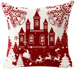 Nouveau noël jeter taie d'oreiller rouge lettre wapiti impression housse de coussin lin jeter taie d'oreiller