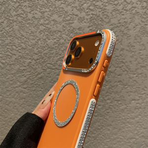 เคสโทรศัพท์กันกระแทกแบบแม่เหล็ก ขอบเพชร กลิตเตอร์ สำหรับ iPhone 17 16 15 Pro Max  ฝาหลังโลหะด้าน สีสันสดใส ป้องกันกล้อง - Product Image 5