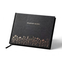 Carnet A5 en cuir grainé lézard noir avec dorure à chaud, journal personnalisé à couverture rigide à motifs floraux, livre d'or