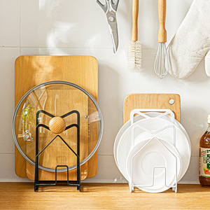 Multi Functional Kitchen <b>Pot</b> <b>Lid</b> Rack 4 Layers Black And White Storage Shelf For Kitchenware Drainer Utensil Holder - Product Image 2
