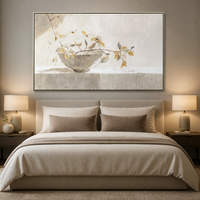 Tableau sur toile style Wabi-Sabi moderne, diptyque zen bol et branche pour décoration intérieure minimaliste