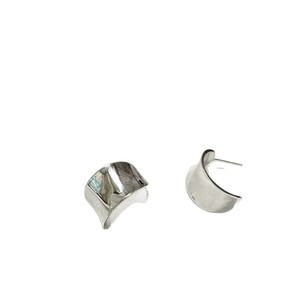 S925 Sterling Silver Wide <b>Cuff</b> <b>Earrings</b> Geometric Design Minimalist Everyday Wear - Product Image 5