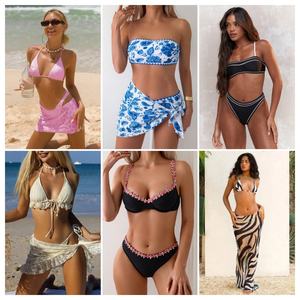 Halster Bikini à lacets pour vacances à la plage Sexy <span class=keywords><strong>femme</strong></span> <span class=keywords><strong>maillot</strong></span> <span class=keywords><strong>de</strong></span> <span class=keywords><strong>bain</strong></span> à trois points flatteur gros et petits seins bas Type tongs - Product Image 3