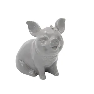 Simulation de dessin animé moderne nordique maison salon sourire en céramique mignon cochon statue pour la décoration de la maison