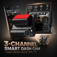 Caméra de recul triple objectif 1080P pour voiture avec DVR, contrôle via application WiFi, écran IPS 3 pouces, Type C, batterie 150 mAh et moniteur de stationnement