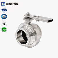 Vanne papillon manuelle sanitaire QINFENG en acier inoxydable de 2 pouces avec poignée télescopique intégrée pour gaz et produits alimentaires (vente en gros)