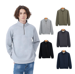 Vendita calda t-shirt da uomo mezza Zip Pullover autunno cotone 1/4 <span class=keywords><strong>con</strong></span> <span class=keywords><strong>cerniera</strong></span> <span class=keywords><strong>oversize</strong></span> da uomo - Product Image 1